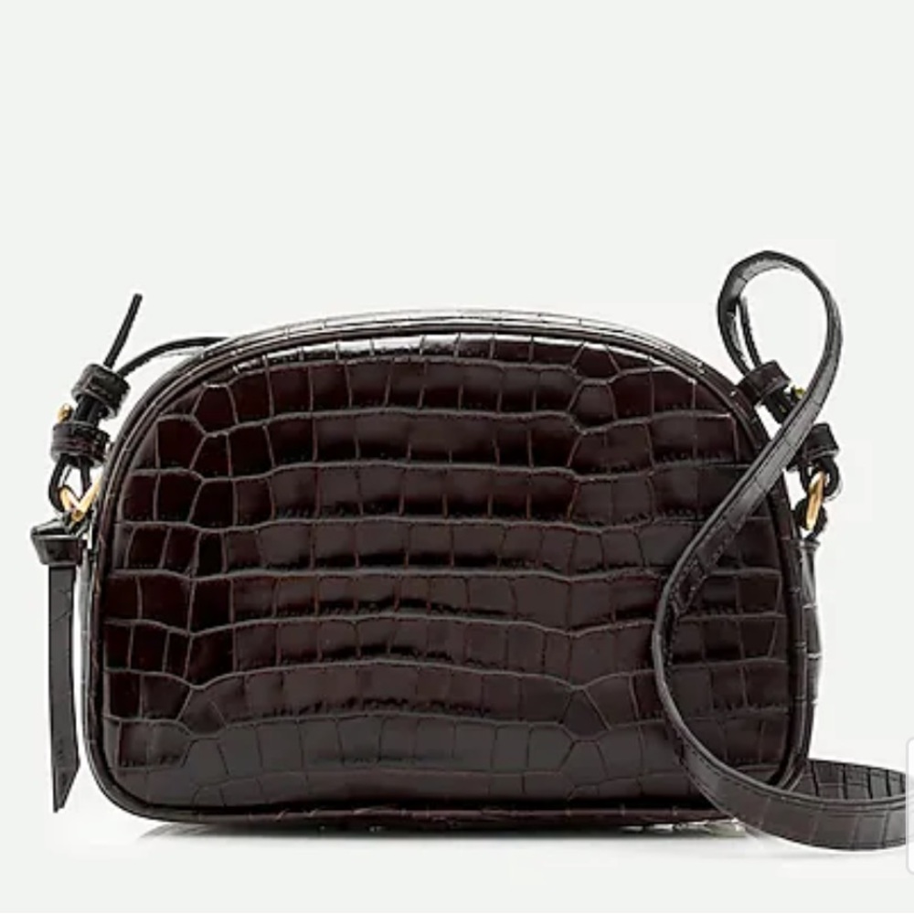 J. Crew Devon Camera Bag in Croc Embossed Leather